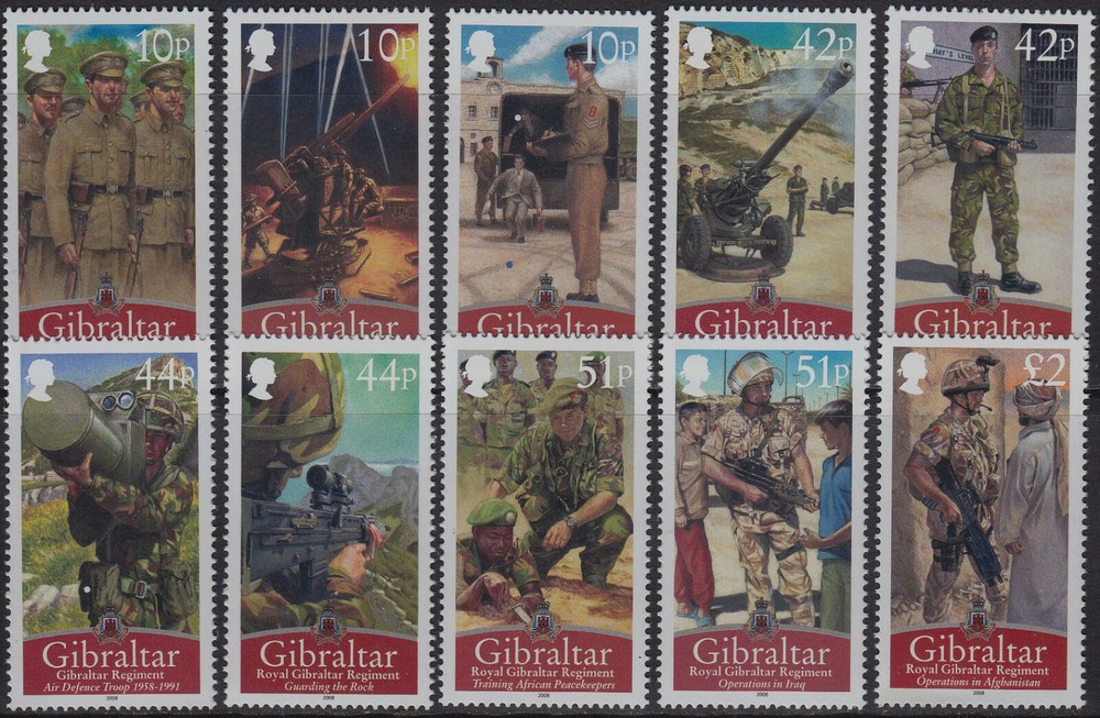 Gibraltar Issue 2008 (Set 1293-1302) Army