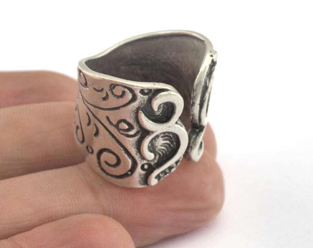 Leaf Ring Adjustable Ring Antique Silver plated brass (19mm 9US inner size) 2655
