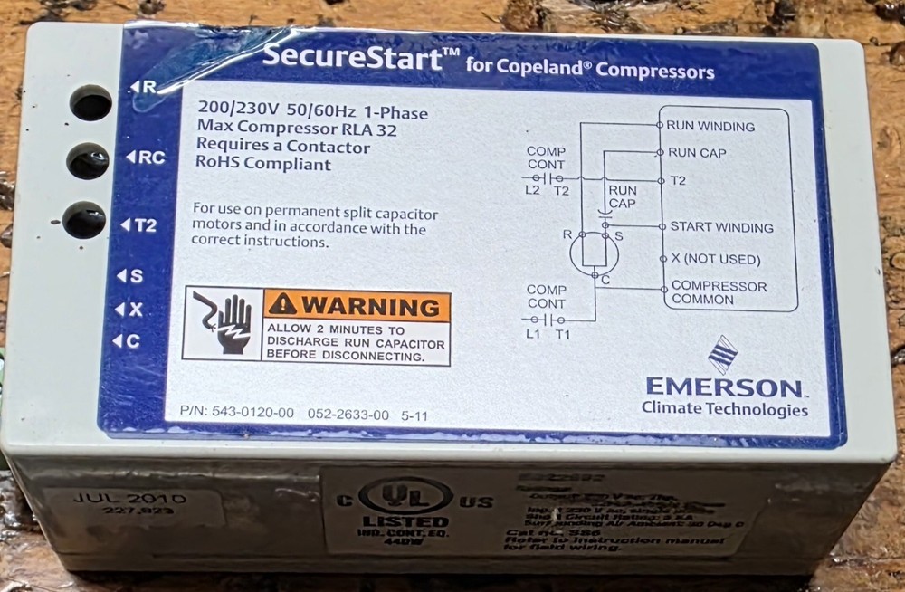 Emerson SecureStart Soft Start Kit – 543‑0120‑00 – OEM Compressor Start