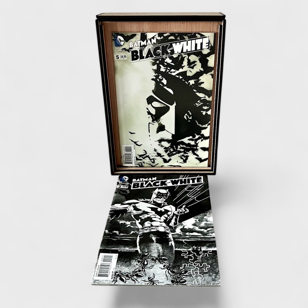 Wood Comic Frame & Compact Storage PLUS Complete Black &White Batman Series