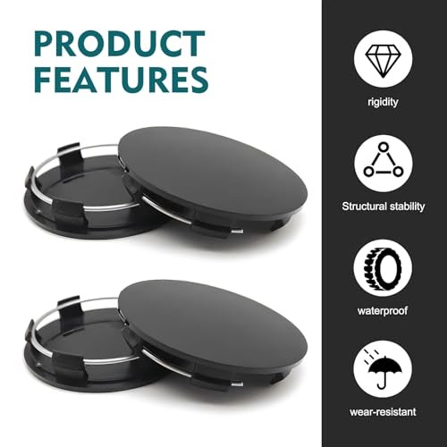 Wheel Center Caps, Moisture-Proof Rust-Proof Protective Cover, 4 PCS Black