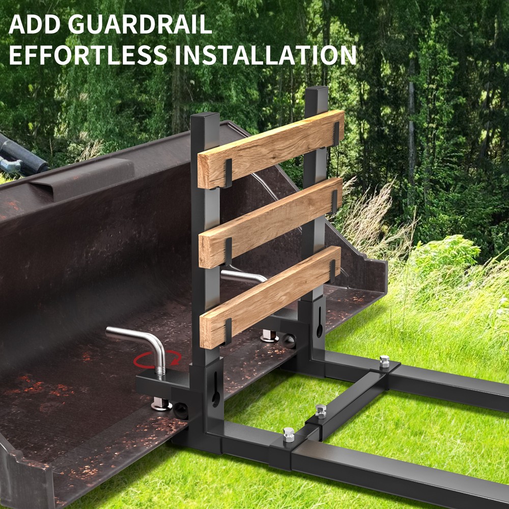 Heavy-Duty 4000lb Clamp-on Pallet Fork W/ Adjustable Stabilizer & Guard Bar