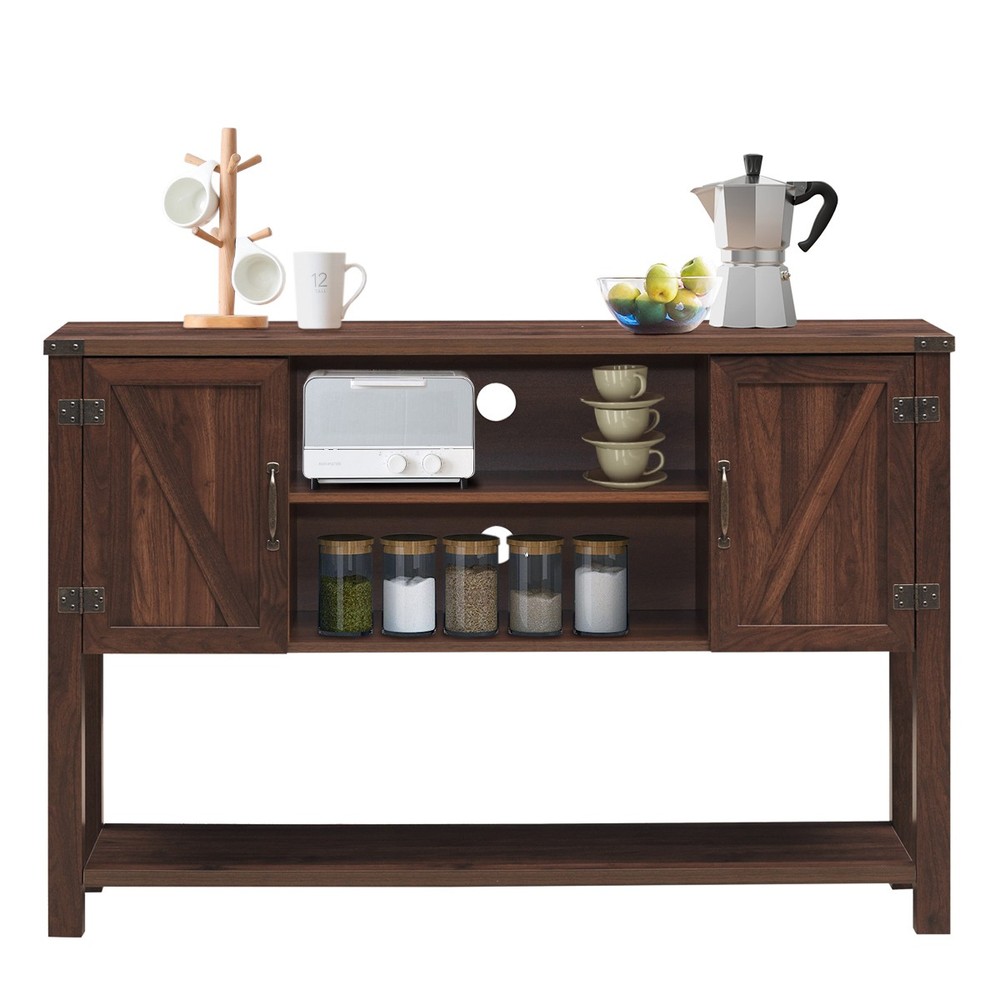 Costway Console Table Sideboard Buffet TV Stand w/ Storage Cabinets Bottom Shelf