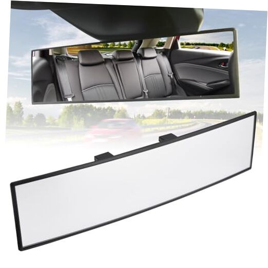 JOYTUTUS Rear View Mirror, Universal.8Inch Panoramic 1 Clear (Black frame)