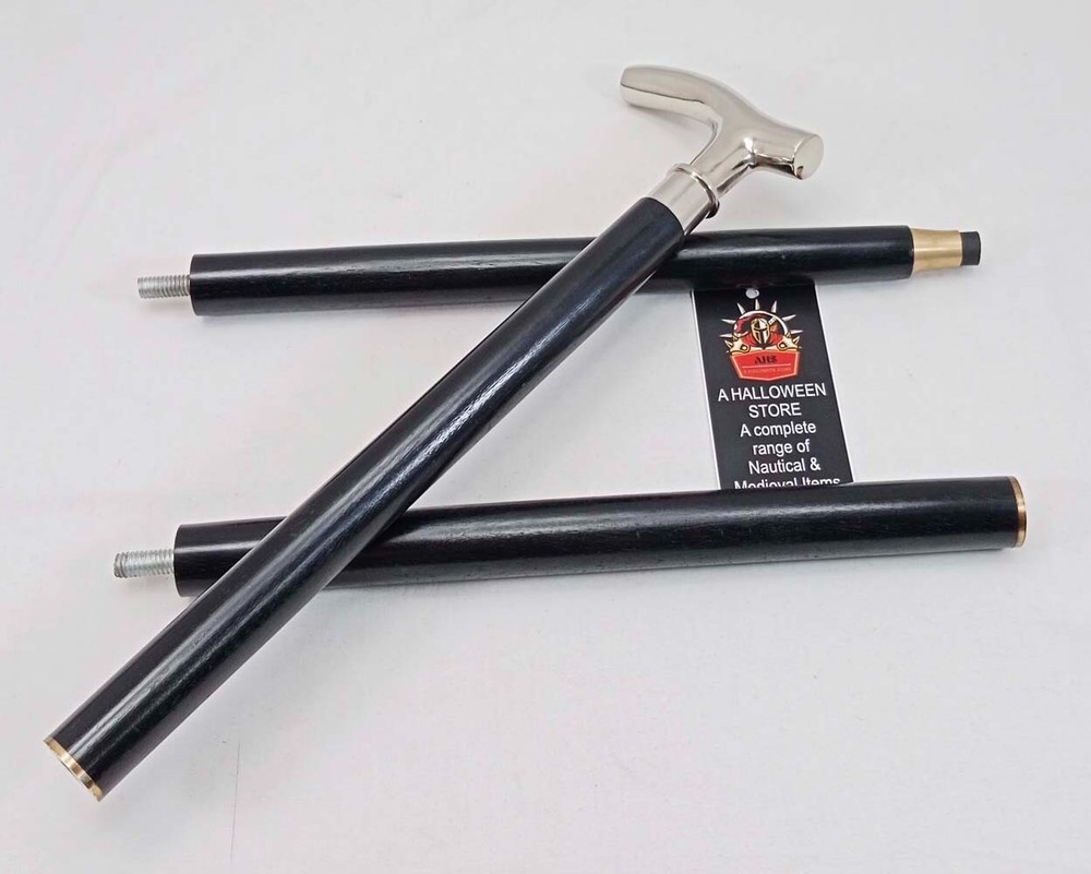 Black Wooden Walking Cane Brass Head Handle Canes Walking Stick Solid Gift