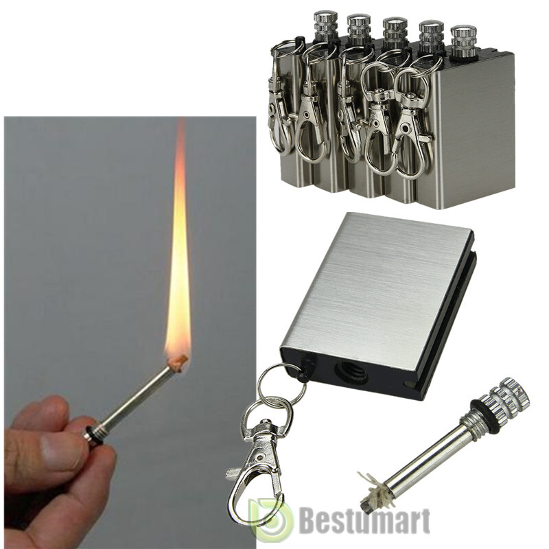 5Pcs Permanent Match Keychain Emergency Lighter Survival Tool Waterproof