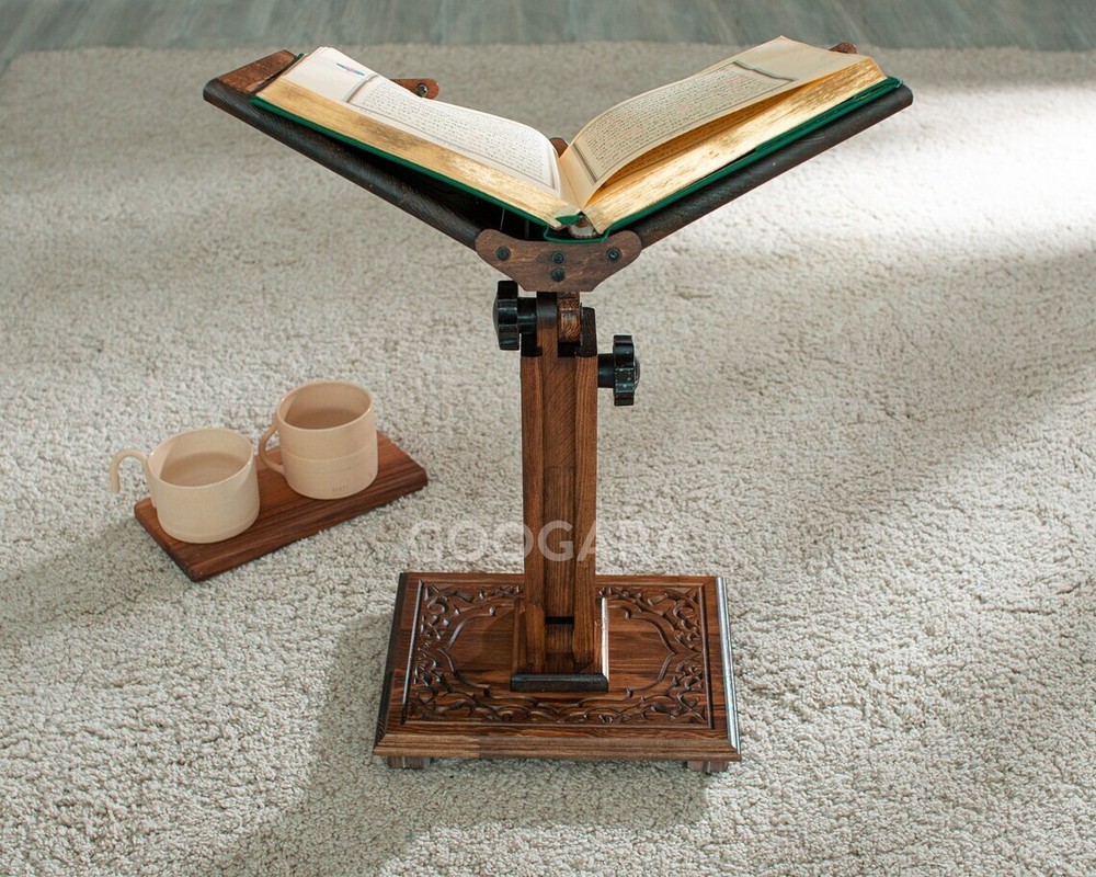 Calligraphy Pattern Adjustable Wooden Quran, Bible Holder, Reading Book Stand
