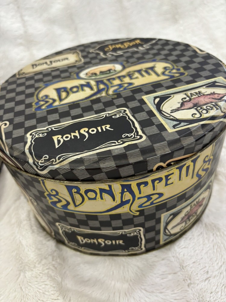 Two Department 56 Round Jam Bon Pig Tin Boxes