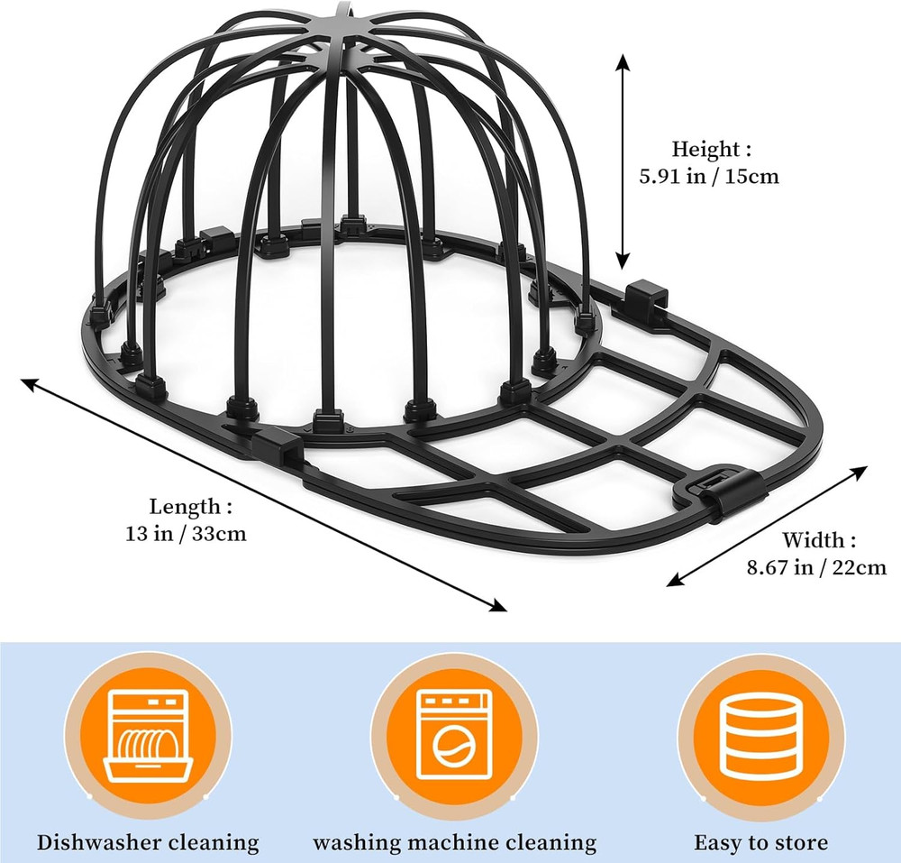 Baseball Cap Washer Cage Hat Cleaner Frame 13" Black