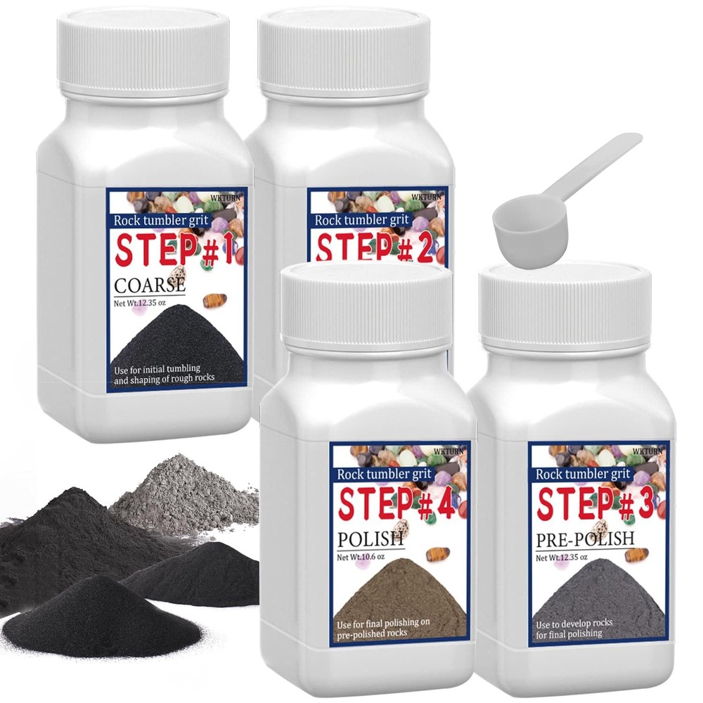 Rock Tumbler Grit Set, Polish Refill - 4 Basic Step...