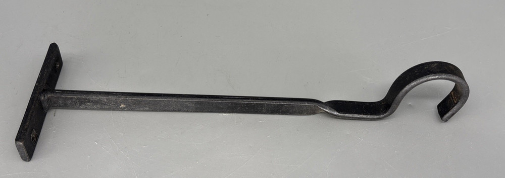 vintage black wrought iron wall mount 10" extended hook