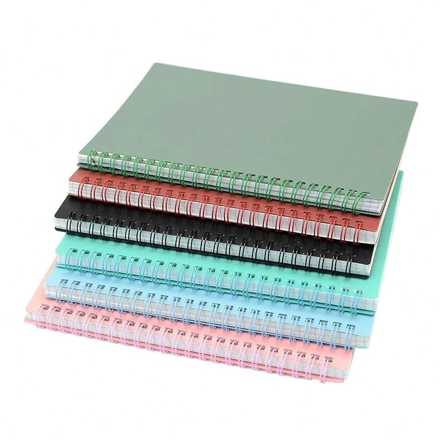 NEW Spiral Notebook 6 Pcs A5 Hardcover Graph Paper 80 Sheets