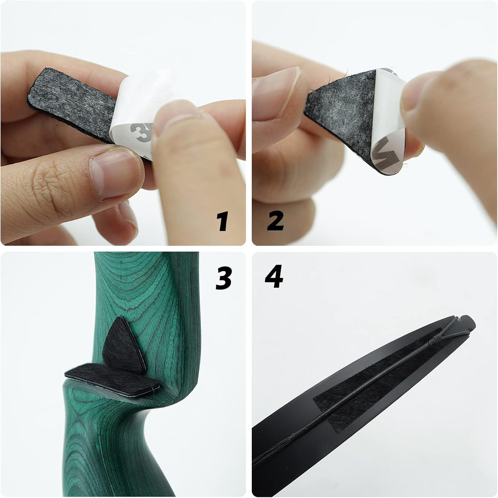 Archery Bow String Silencers Set Leather Arrow Rest Plate Adhesive Bow Silencer
