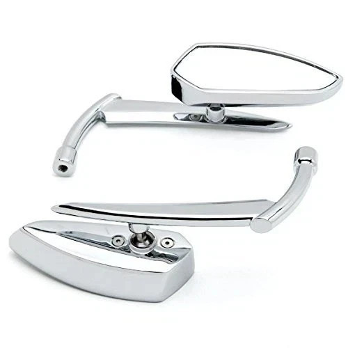 Chrome Grim Reaper Universal Custom Motorcycle Cruiser Mirrors - Free Adapters