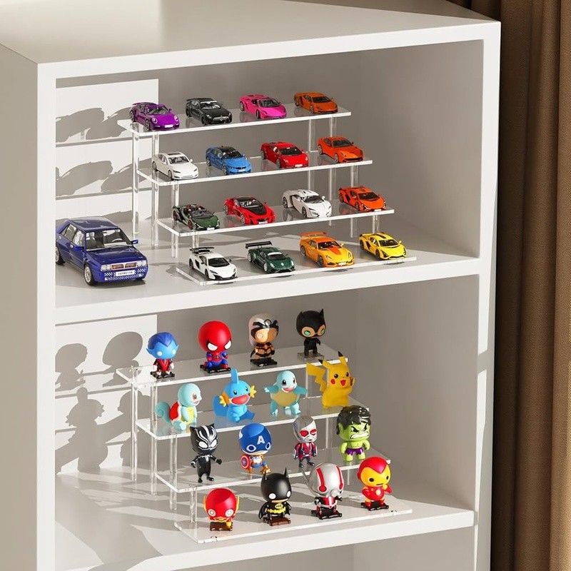 Clear 4 Tier Acrylic Display Riser Stand Sturdy Easy Install Space Saving New