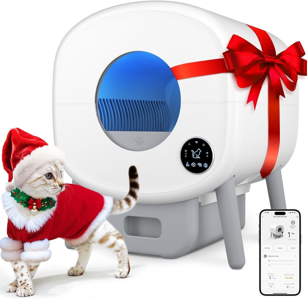 Automatic Self-Cleaning Cat Litter Box Large Capacity for Cats App Control Grey