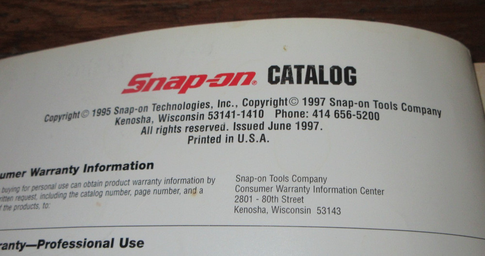 Vintage 1995-1997 Snap On Tools Catalog 400