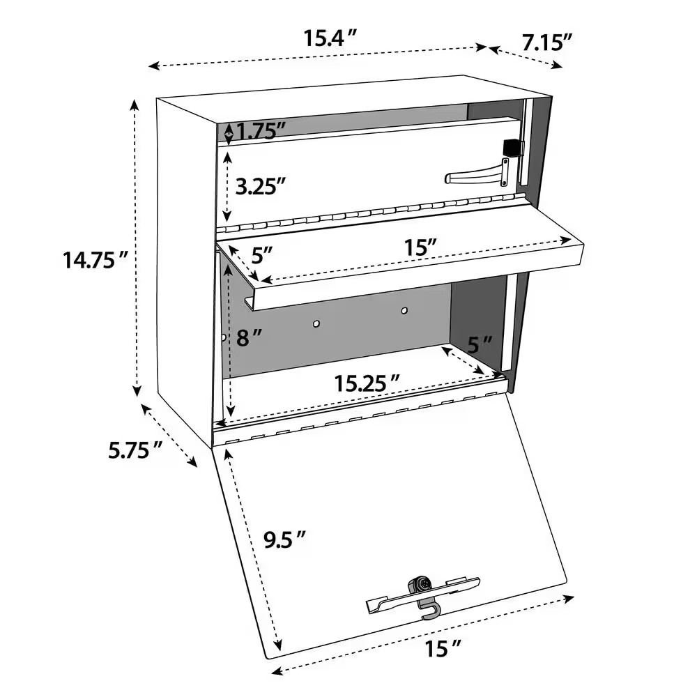 Metro Locking Wall-Mount Mailbox with High Security Reinforced Patented Locking