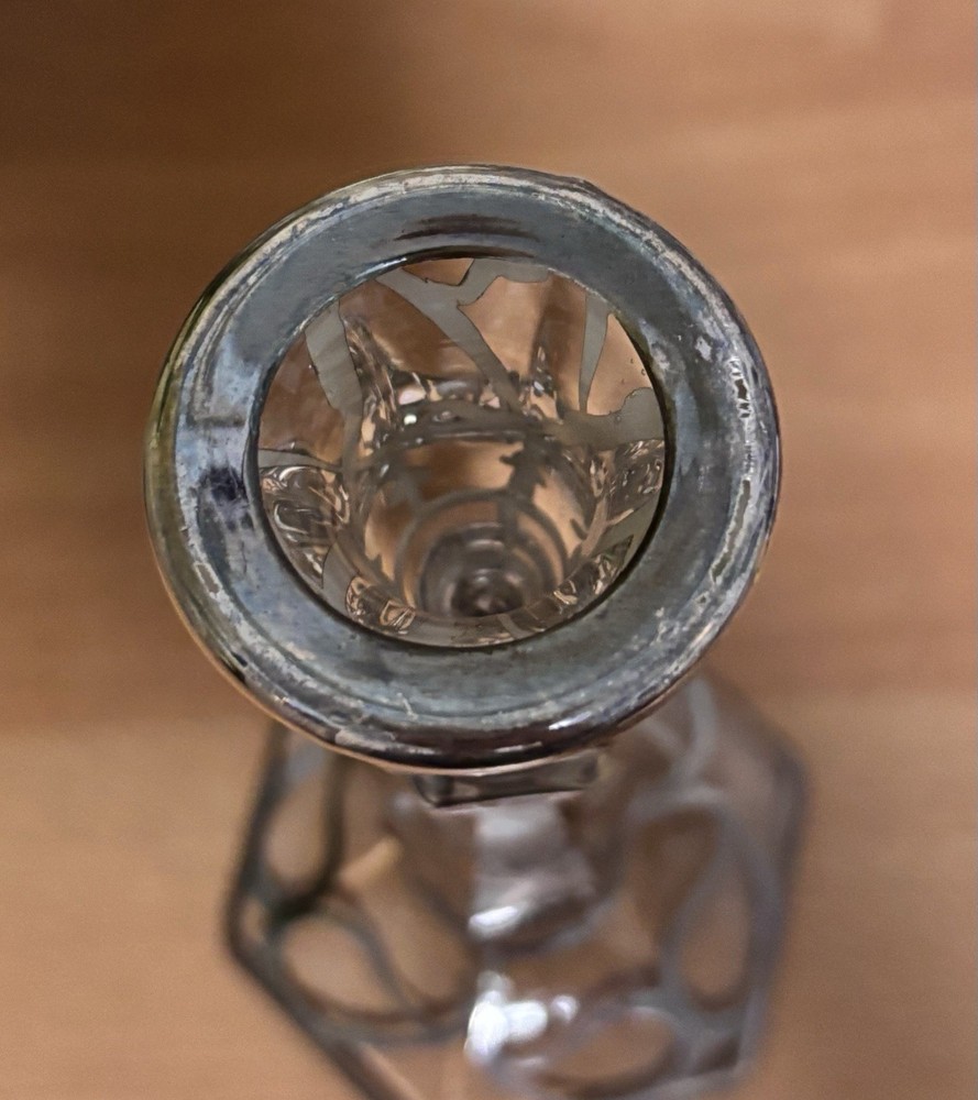 Vintage Art Deco Crystal Classic Candleholder Patterned Over In Silver. EUC .