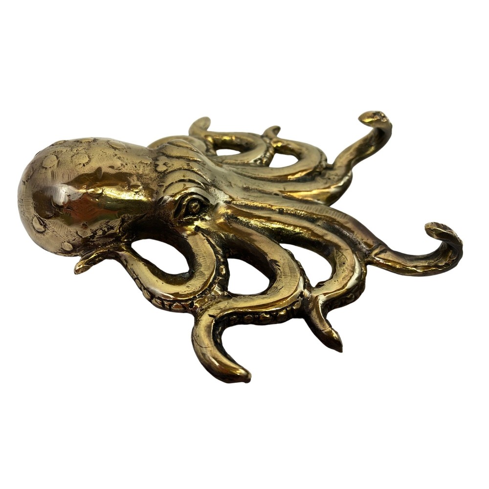 Octopus Kraken Wall Hook Solid Bronze Nautical Beach cottage Decor Bali Art