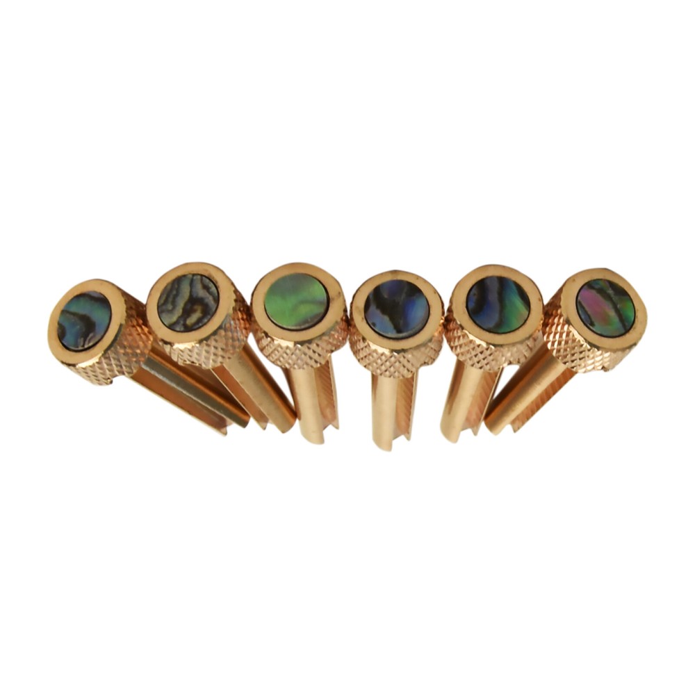 6pcs Guitar String Nails Solid Brass Bridge Pins Abalone Dot Inlay Acoustic i