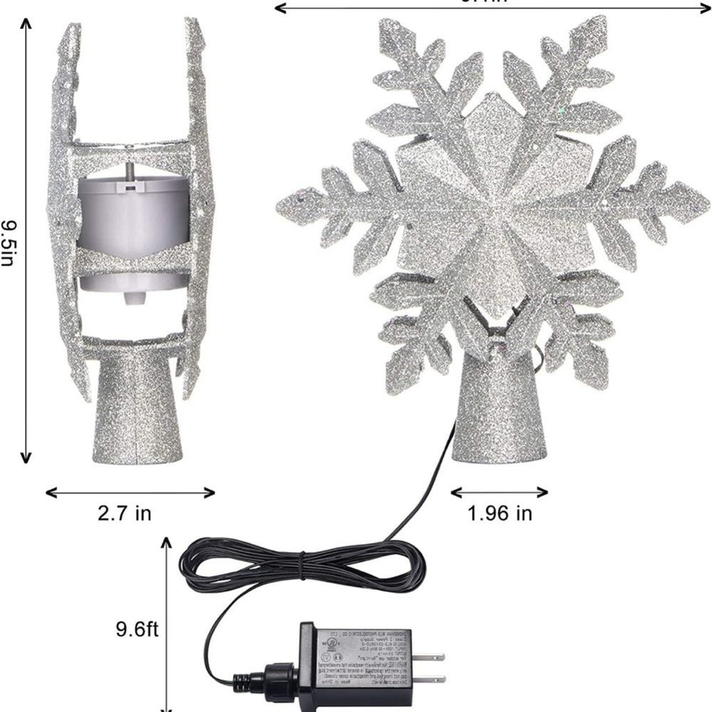 Silver Glitter Snowflake 6 model Tree Topper project lights