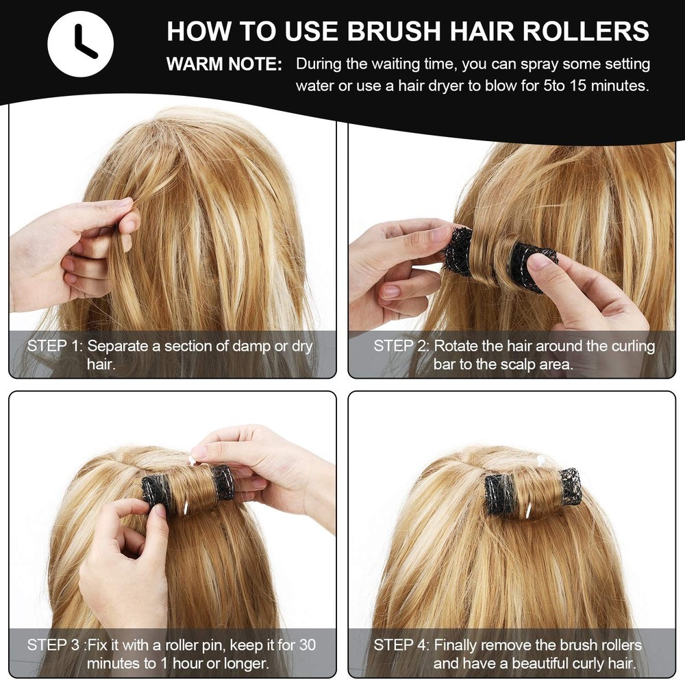 20 Pack Vintage Brush Rollers for Hair with Picks Medium Wire Mesh Rollers for