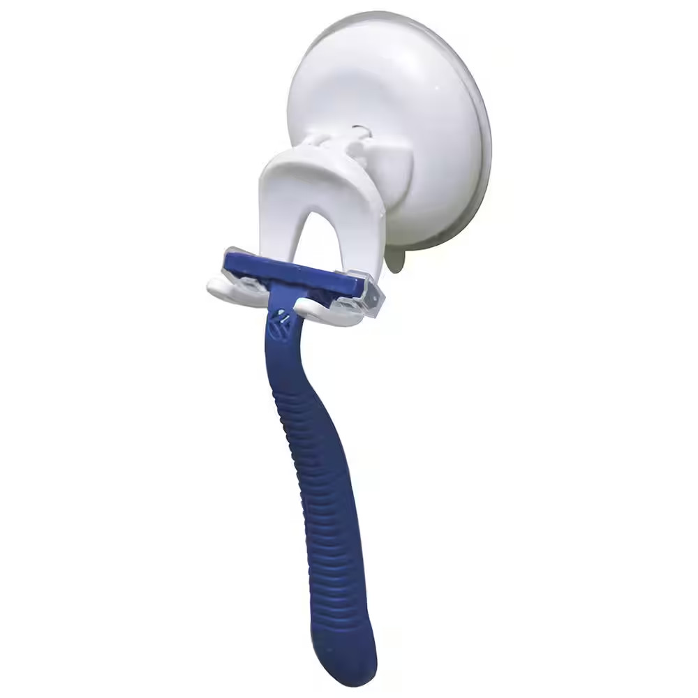 White Bath Men Razor Shaver Suction Mounted Holder