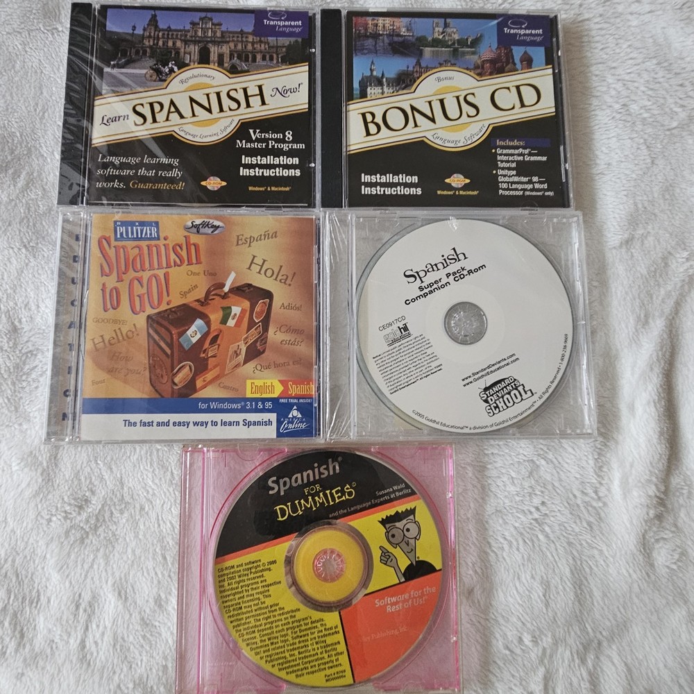 LOT Of 5 PC Learn Spanish Now Language Learning Software CD Dummies Bonus