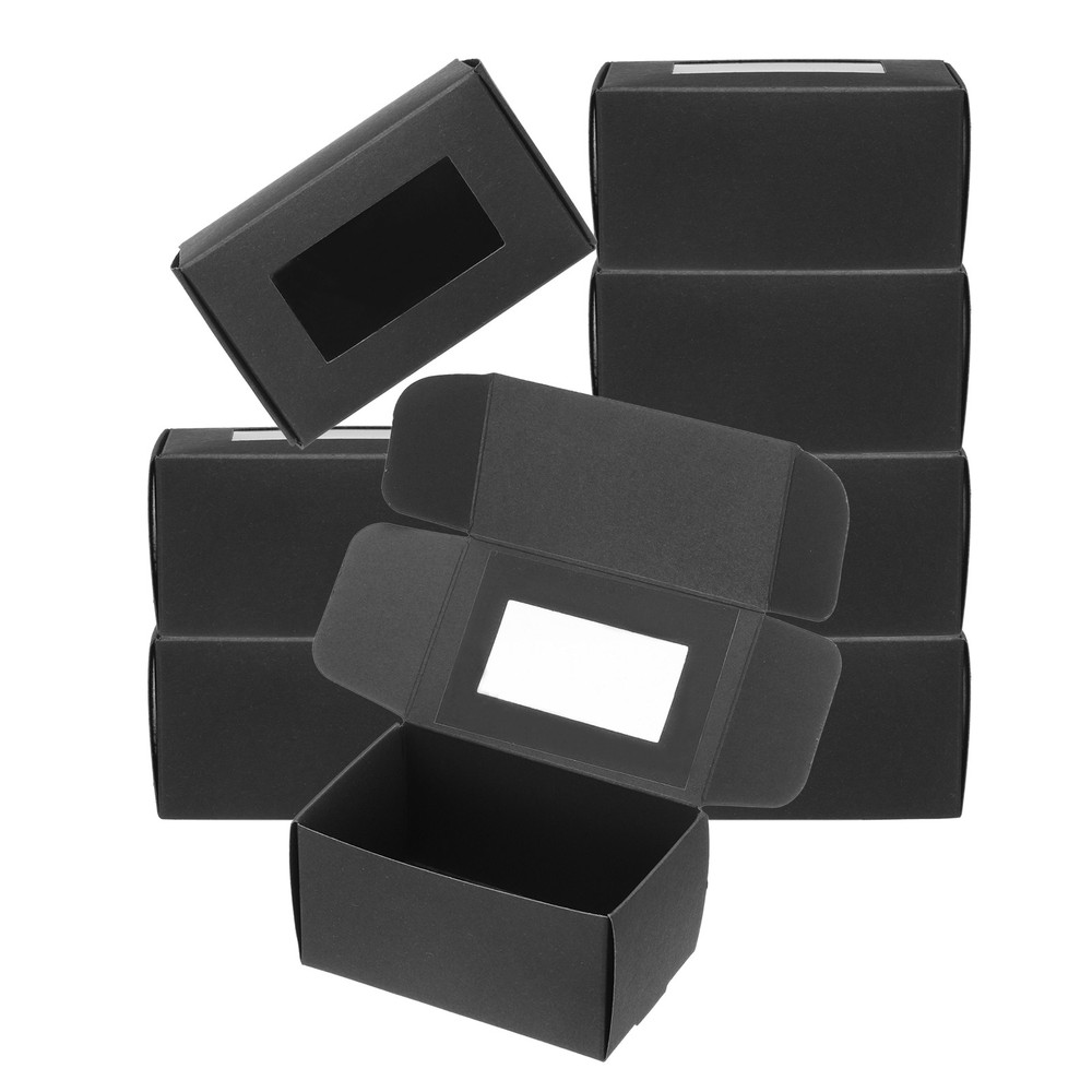 3.9"x2.4"x2" Paper Soap Box with Window Soap Boxes Rectangle Black,40Pcs