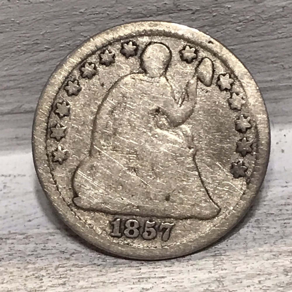 1857 US Silver Half Dime  B