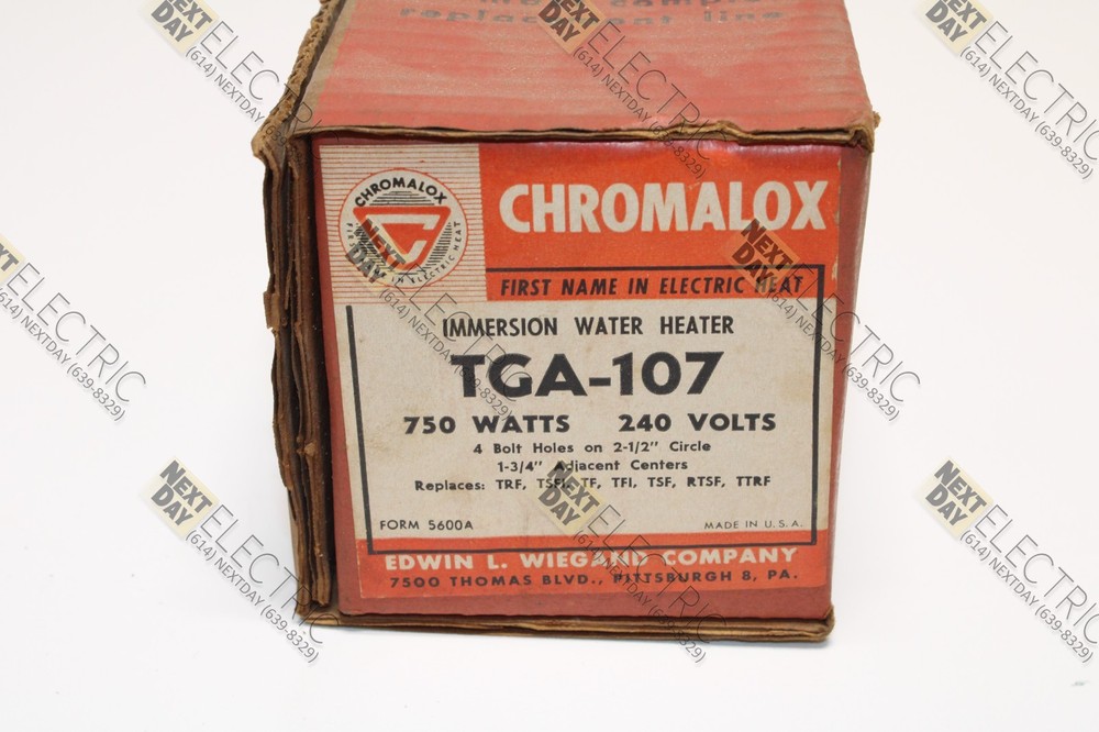 Chromalox, TGA-107, 750w 240v Hot Water Heater Immersion TRF TSFI TF TSF RTSF TT