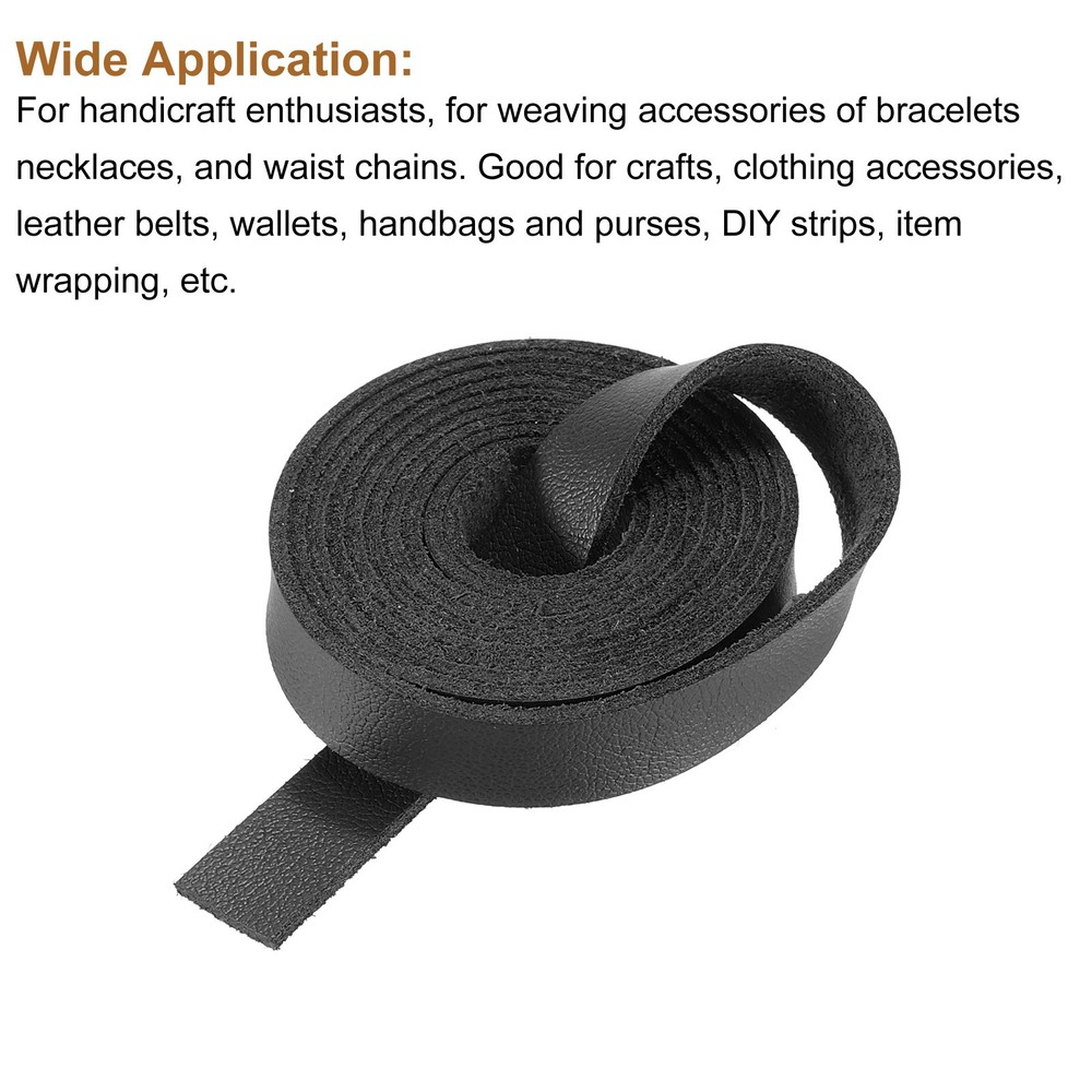 Faux Leather Straps Strip Leather String 1cm/0.4" Width, Black,2pcs