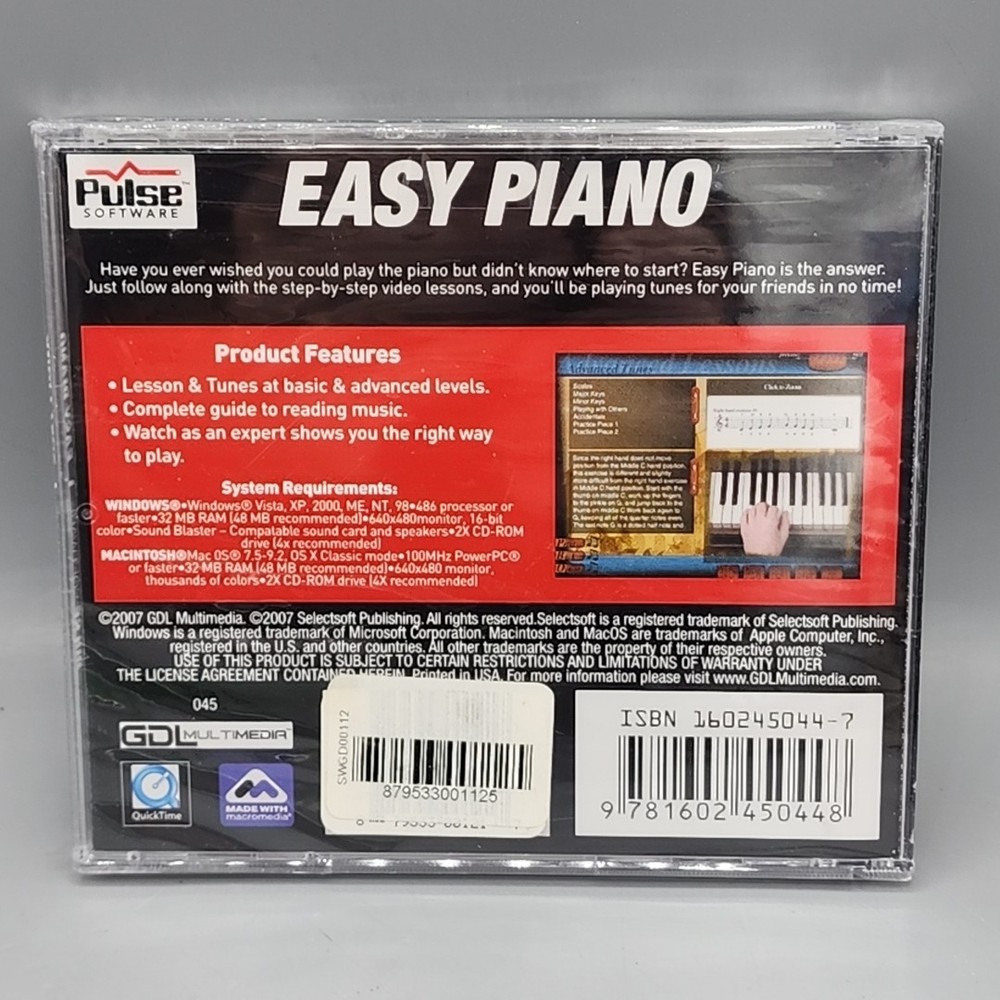 Easy Piano Pulse Software Windows Mac Multimedia Factory Sealed