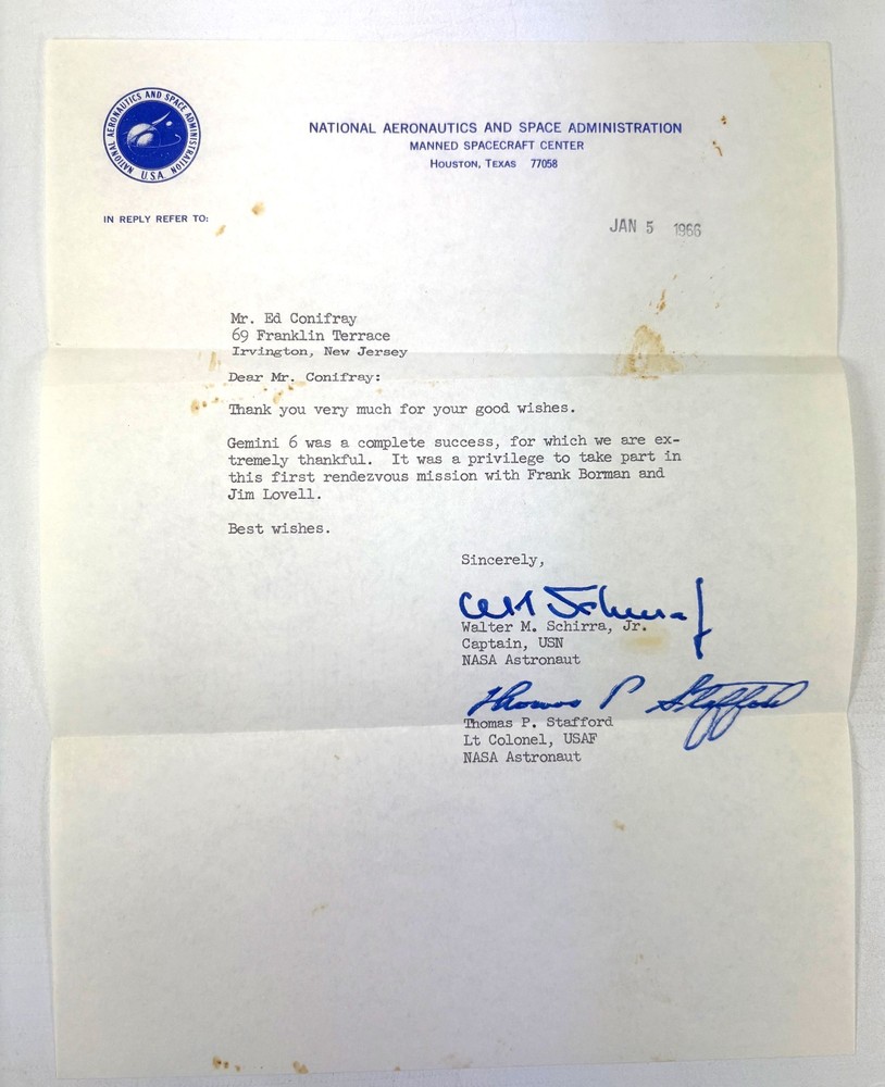 NASA Astronaut Signed Letters Archive, 1963–1966 (Mercury & Gemini Programs)