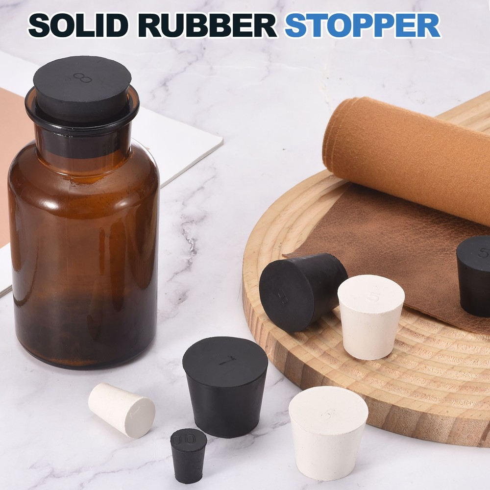 4 Pcs Solid Rubber Stopper Size 14#-75mm x 62mm - 39mm Long, Black/White