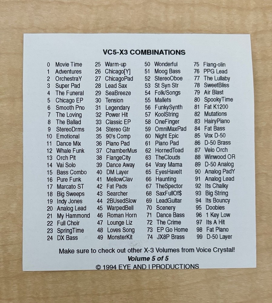 Korg X3 Voice Crystal Floppy Disk