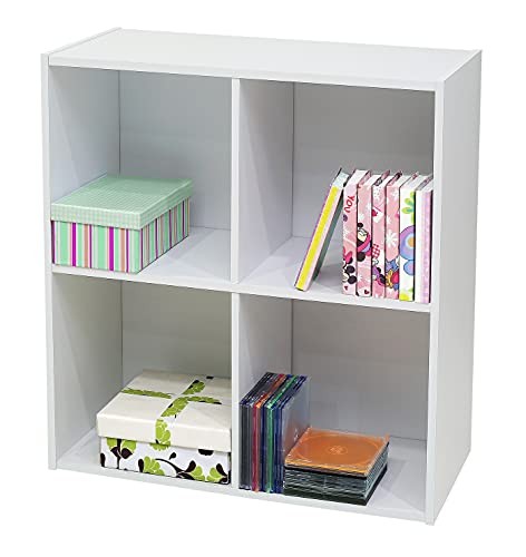 - 4-Cube Bookcase, Unit Shelf, Storage Organizer White