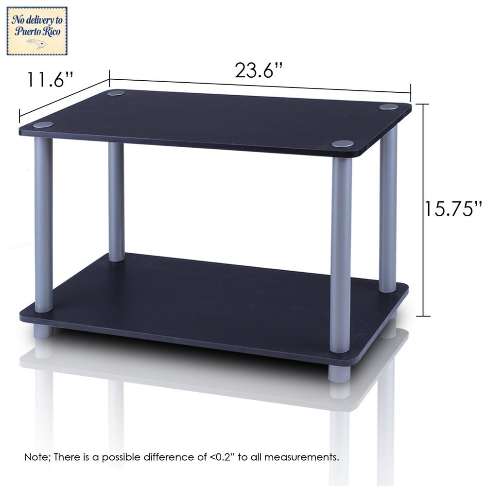 2-Tier No Tools Tube Shelf/End Table, Black/Grey