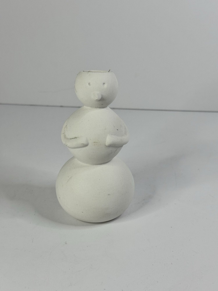 Snowman Candle Holder All White Ceramic