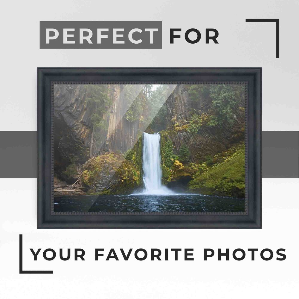 20x12 Frame Black Real Wood Picture Frame Width 1.5 inches | Interior Frame Dept