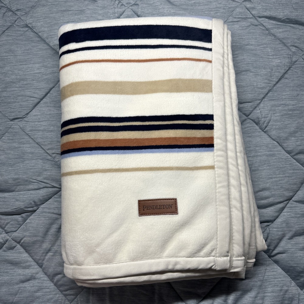 Pendleton Reversible Plush Throw-50x70in Savanna Stripe 100% Polyester