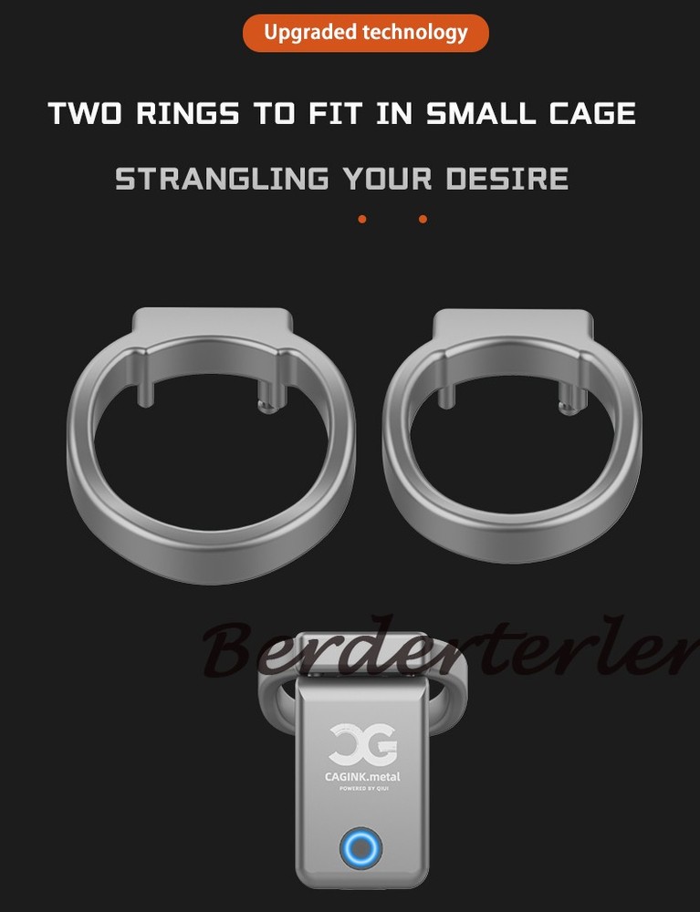 QIUI Metal Cage Male Fully Restraint Device APP Control Lock Ring Small Cage Men