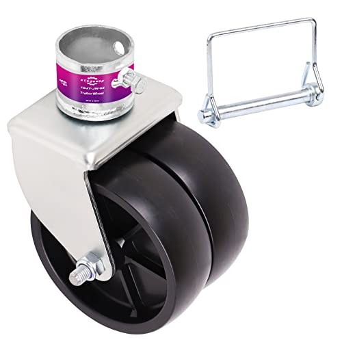 6" Trailer Jack Swivel Caster Dual Wheel Replacement - 2000lbs Capacity - White