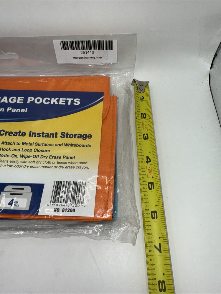 C-Line Magnetic Storage Pockets with write on panel 4 Per Pack 10” x 6” NWT