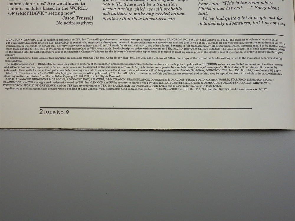 Dungeon Magazine: Issue #9 Jan/Feb 1988
