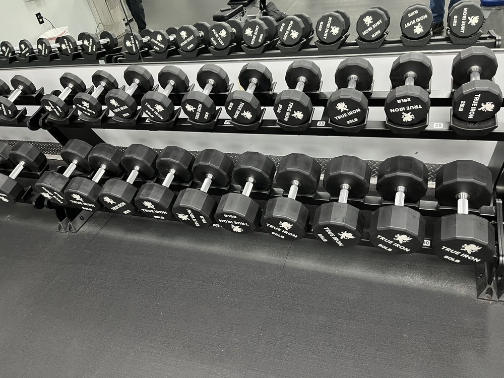 New True iron 12 Sided Urethane Dumbbell Set 5-100