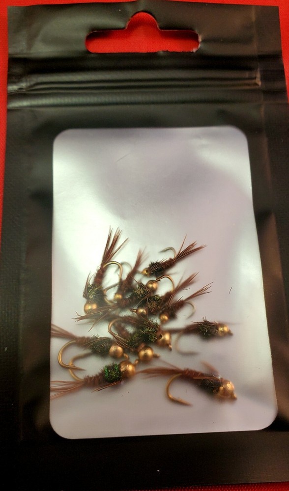 12 TUNGSTEN Bead Head Pheasant Tail Selection, Bead Head Pheasant Tail- #10-18