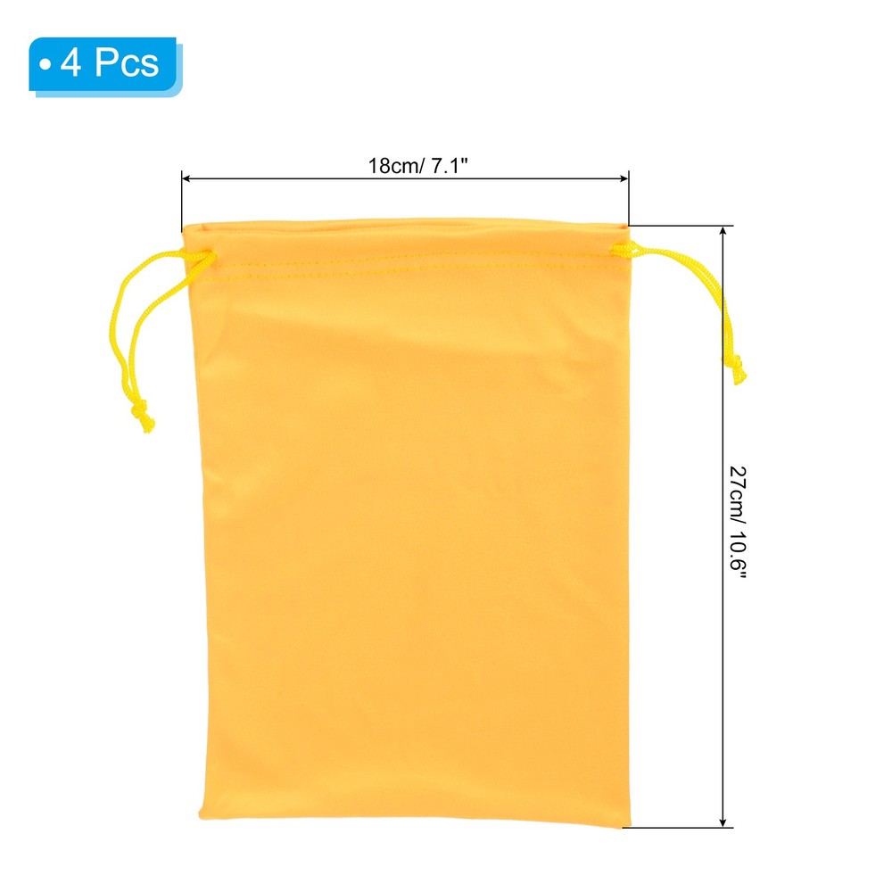 Ski Goggle Bag, 4 Pack Microfiber Snow Goggles Case Drawstring Pouch Yellow