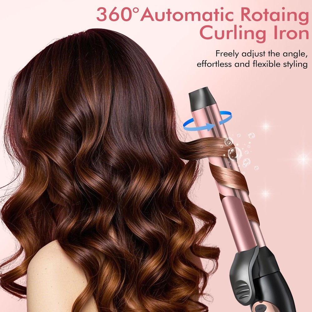 Soffiya Automatic Rotating Curling Iron 1-Inch - Self-Curl for Beach Waves &